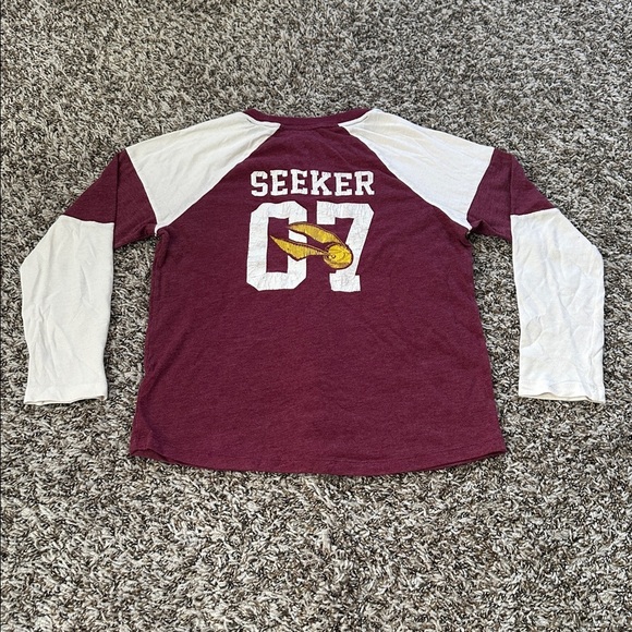 Harry Potter Gryffindor Shirt Youth Red White Raglan Seeker 07 Long Sleeve - Picture 6 of 7